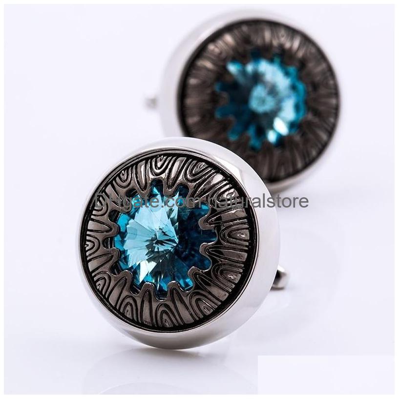 

Cuff Links Kflk Brand Mens Shirt Button High Quality Blue Crystal Retro Cufflinks Wedding Gift Products Guests 221022 Drop Delivery Dhnzx