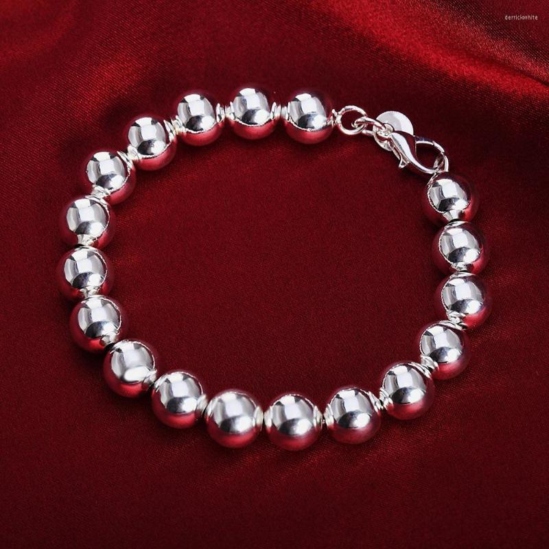 

Link Bracelets 10mm Classic Beads Bracelet 925 Silver Chain Women Ladies Jewelry Wedding Party Engagement Gift Trend Charm 2022