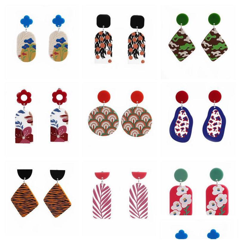 

Dangle Chandelier Fashion Jewelry Resin Acrylic Earrings Colorf Plant Flowers Geometric Stud Drop Delivery Dhp75