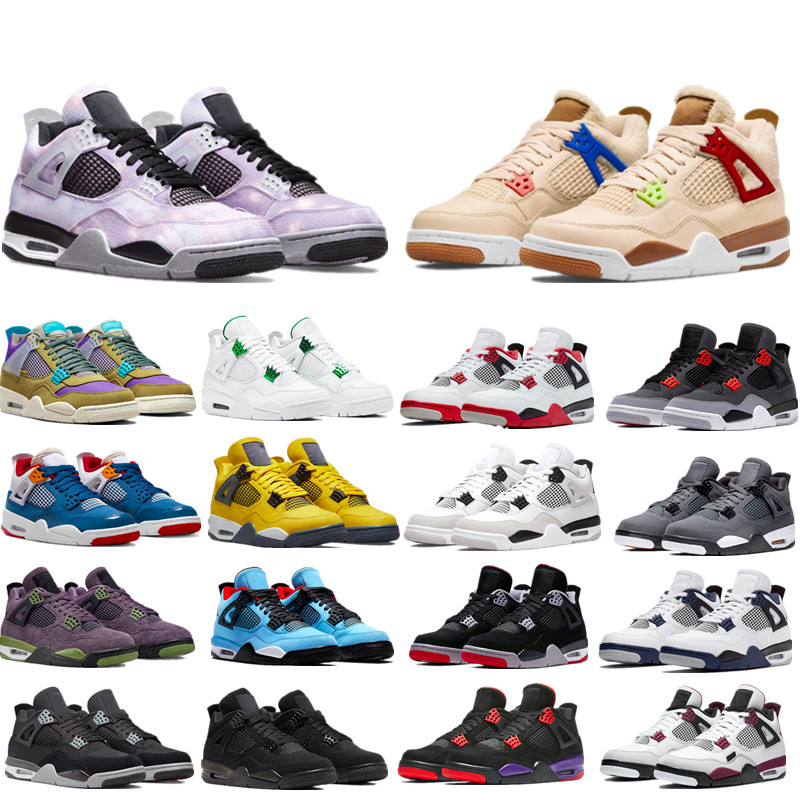 

Basketball Shoes JUMPMAN 4 4s Women Mens Trainers Red Cement Canvas White Oreo Sail Midnight Navy Black Cat Bred What The Toro Bravo Thunder Shimmer Sports Sneakers, Metallic green