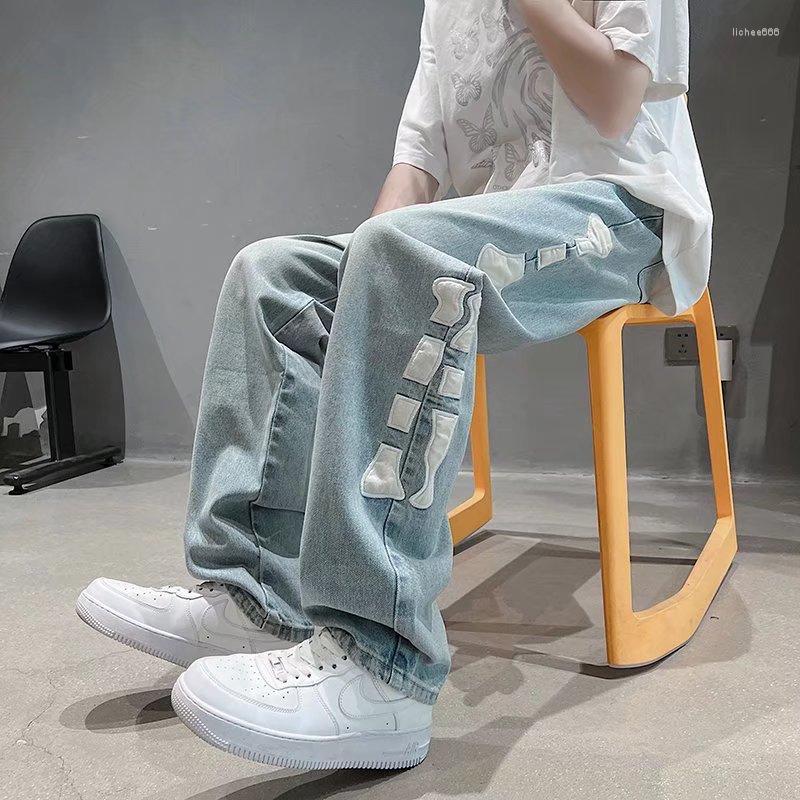 

Men' Jeans Fashion Men Washed Stretch Straight Loose Casual Long Denim Pants Hip Hop Slim Fit Punk Trousers, Blue