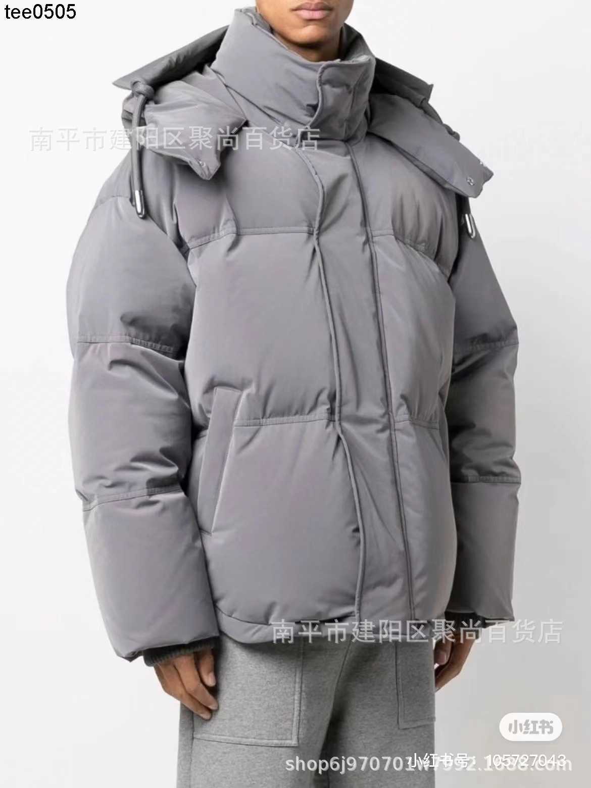 

Designer 2022 New Black Love Letter Zipper Bread Coat Thickened Hooded Men's and Women's AMIS Down Coat Size xl