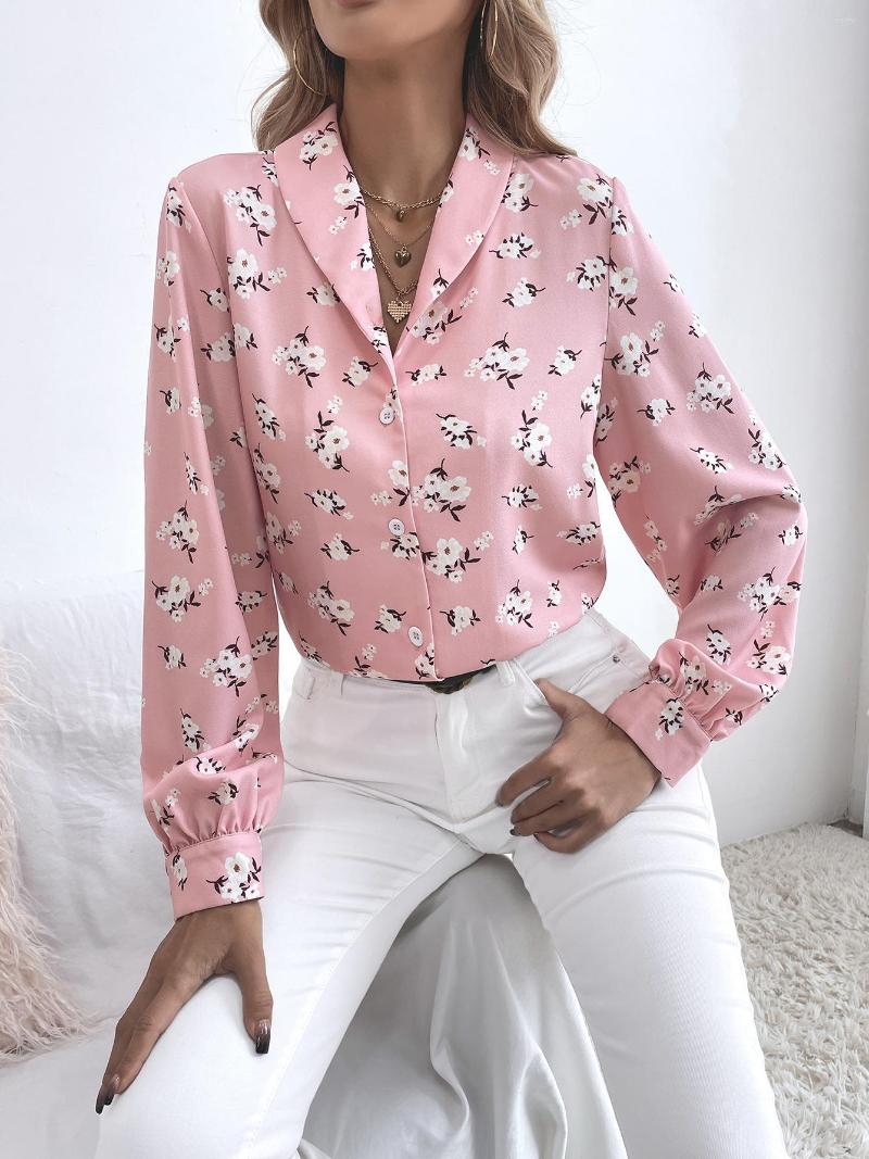 

Women' Blouses DGIRL Women Blouse Ins Casual Fashion Versatile Business Comfortable Floral T-Shirt Trend, Pink