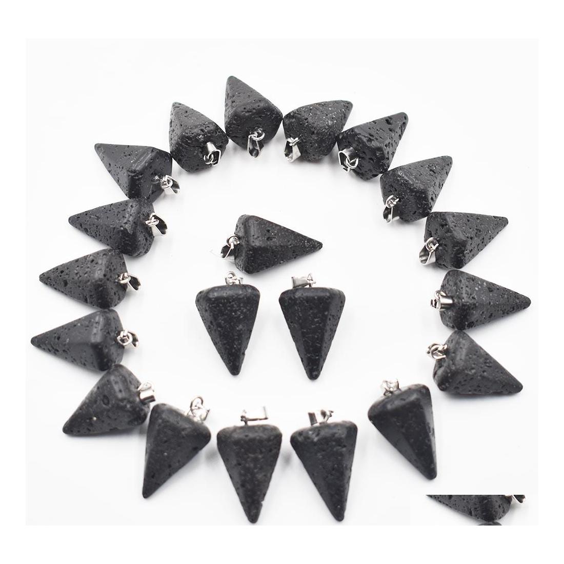 

Charms Natural Volcanic Lava Stone Faceted Cone Pendum Pendants For Jewelry Making Wholesale Fashion High Quality Drop Delivery Find Dhgf1