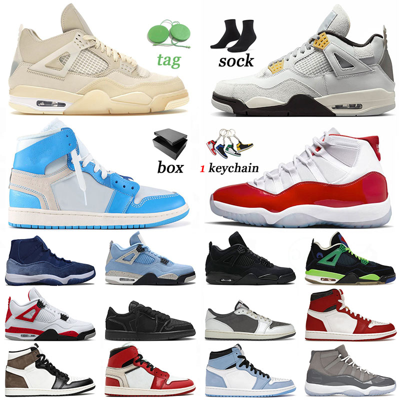 Men Women Basketball Shoes 1 4 11 Cherry Midnight Navy University Blue Chicago Panda Sail New Black Cat Cool Grey Starfish 1s 4s 11s Mens Trainers O