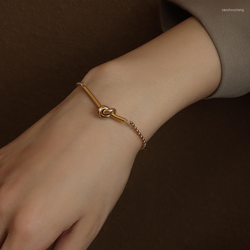 

Link Bracelets G&D INS Jewelry Small Lucky Heart Knot Mini Personality Gold Color Plated Bracelet For Women Gift Sister