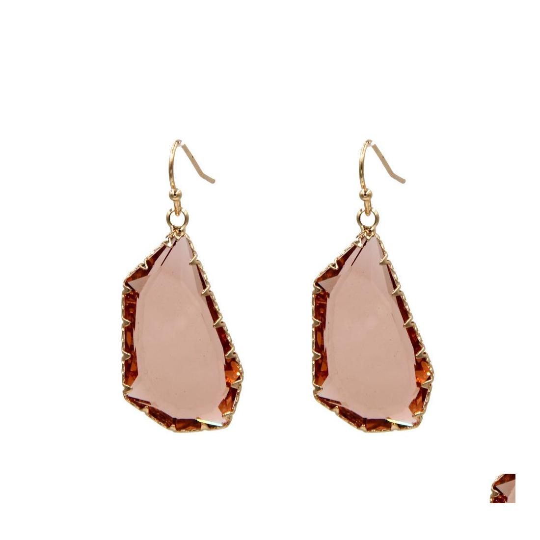 

Charm Faceted Geometric Glass Irregar Charms Earrings For Women Jewelry Gold Claw Edge Drop Delivery Dh9Yb