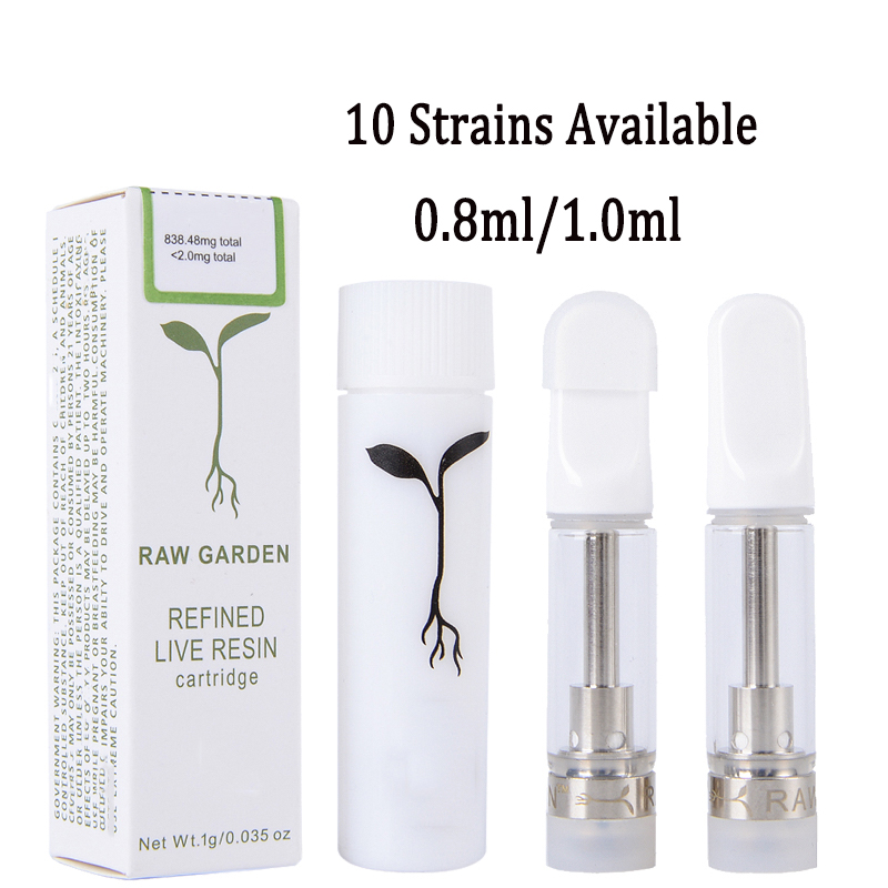 

Raw Garden Vape Cartridges Atomizers Live Resin Empty Cartridge Packaging 0.8ml 1.0ml E Cigarettes Carts Thick Oil Dab Pen Wax Vaporizers Carts
