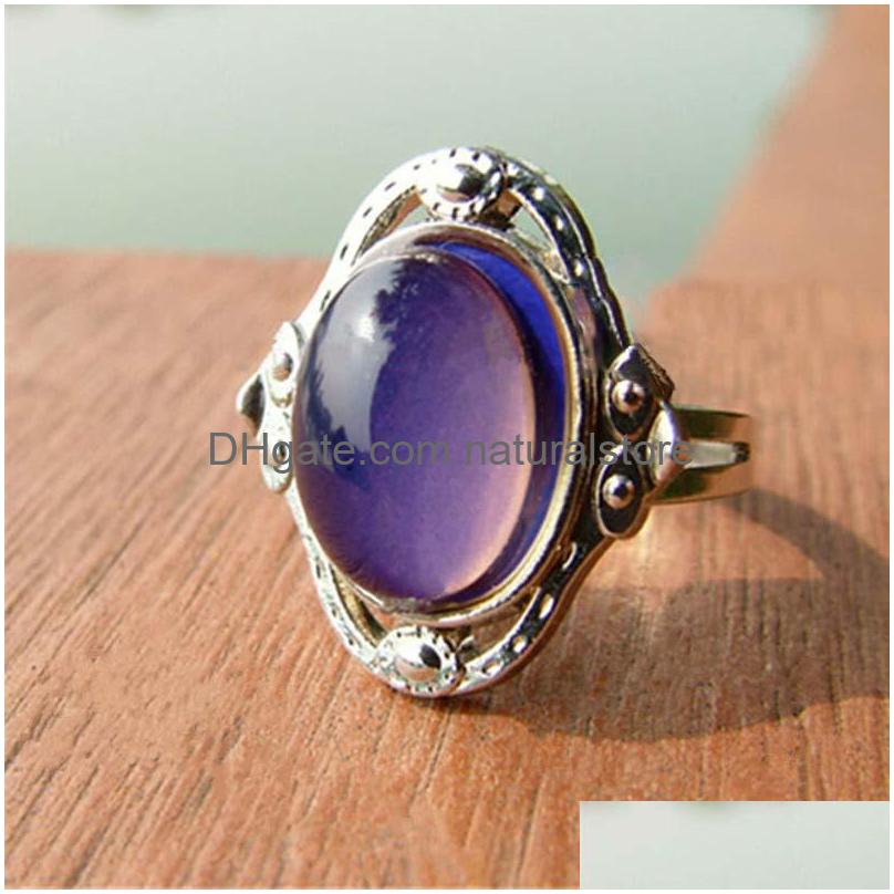 

Cluster Rings Gypsy Style Adjustable Size Oval Color Change Mood Ring Emotion Feeling Changeable The Changes With / Temperature Drop Dhvto
