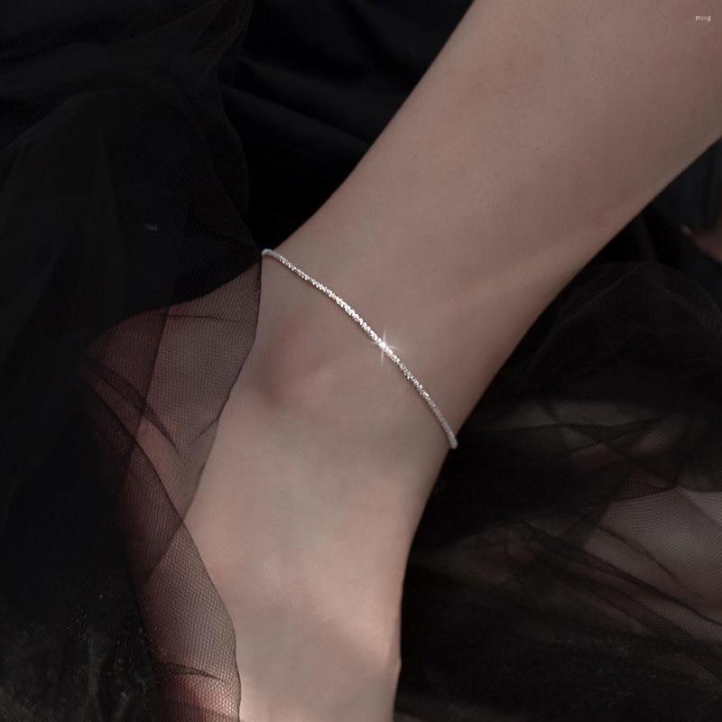 

Link Bracelets Sparkling Gypsophila Anklet 925 Sterling Silver Adjustable Chain Simple Fashion Fine Jewelry For Women