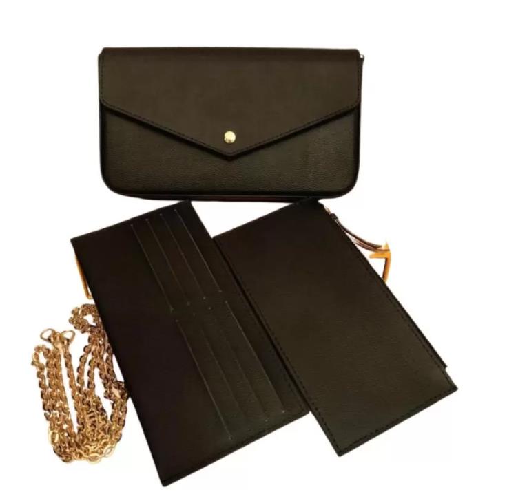 

Designer bags Pochette Felicie luxury handbags chain shoulder bag messenger Purse lady handbag and card holder wallet tote bags, Black embossed