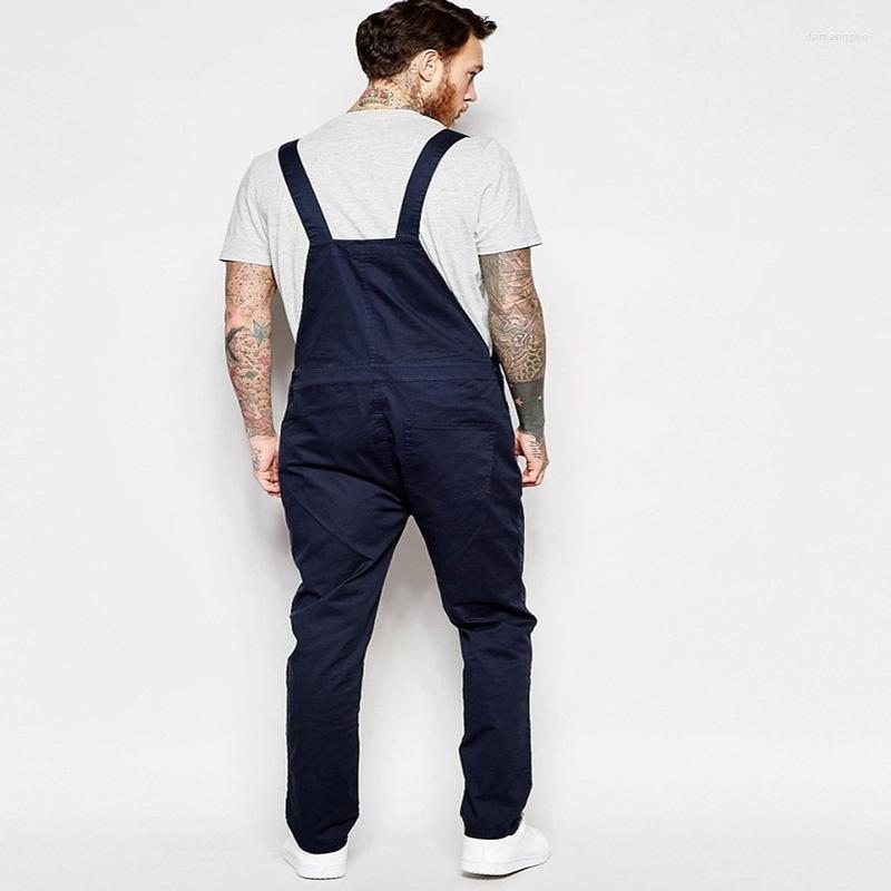 

Men's Pants Men's European And American Denim White Overalls Slim Slimming Trousers For Men, Azure blue