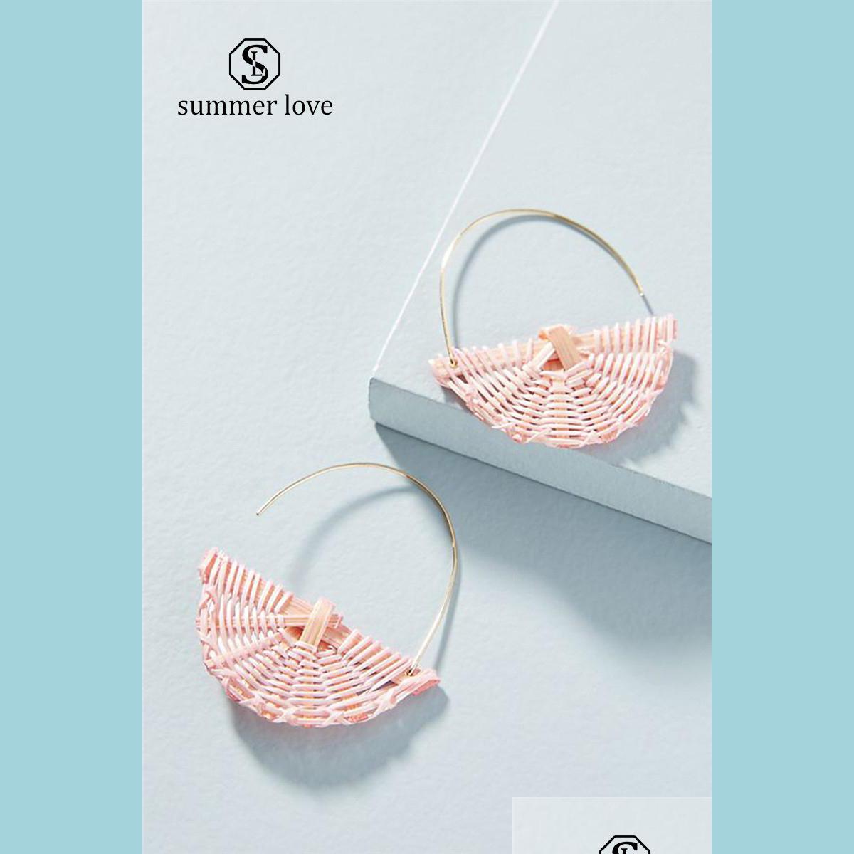 

Dangle Chandelier New Handmade Woven Rattan D Earring For Women Fashion Creative Alloy Hook Drop Trendy Jewelry Gift Delivery Earri Dhzbd