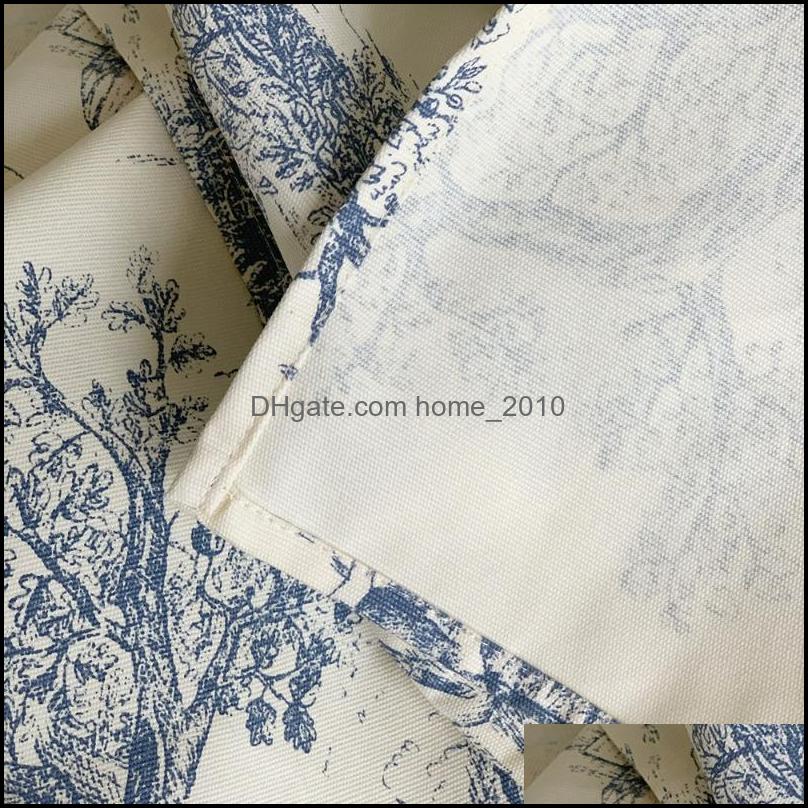 table cloth ins rectangular tablecloth french retro blue ink painting pastoral po props picnic wedding decoration