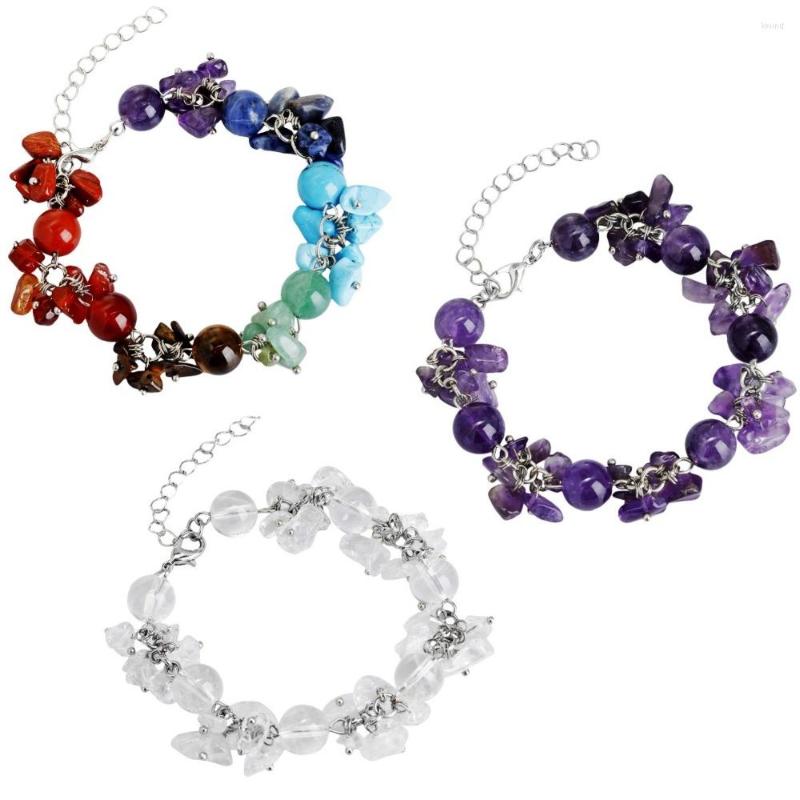 

Link Bracelets TUMBEELLUWA 7 Chakra Chips Beads Bracelet Energy Healing Crystal Yoga Meditation Balance Bangle