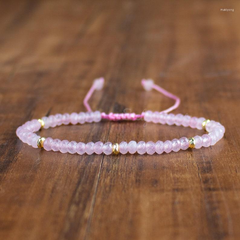 

Link Bracelets Rose Quartz Bracelet - Natural Pink Stone Healing Balance Calming Spiritual Protection Meditation
