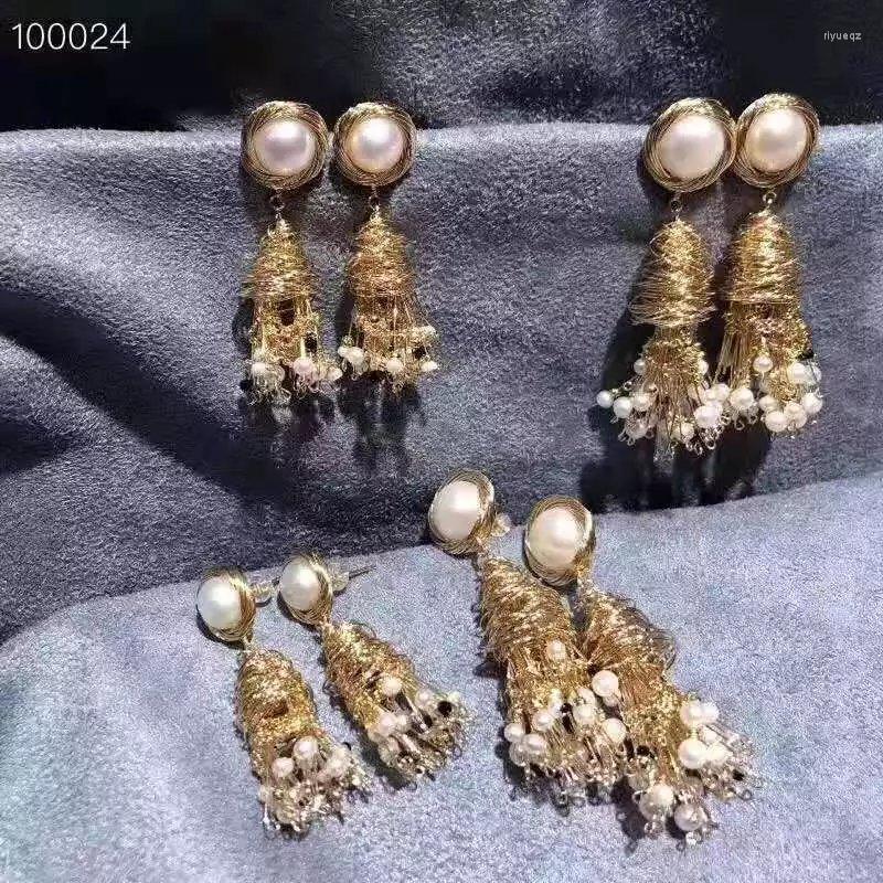 

Dangle Earrings High Quality Natural Freshwater Pearl Luxurious Flower Look Original Design Handmade For Women DIY Jewelry