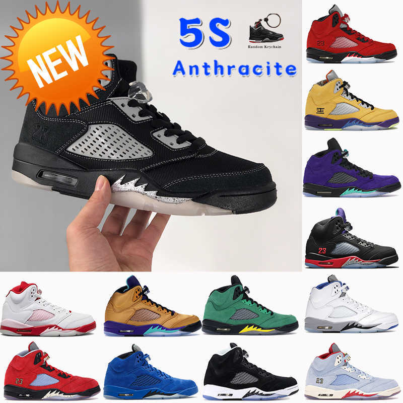 

NEW Fashion 5 5s men Basketball Shoes Anthracite what the white stealth raging red top 3 alternate grape black metallic mens trainers, 01# what the