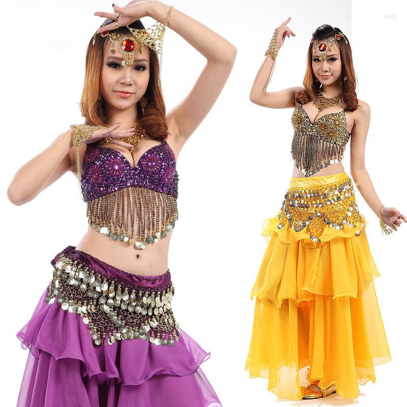 

Stage Wear Style Sexy Woman Belly Dance Handmade 3 Piece Bra Long Skirt And Belt Performance Egyptian Costumes Oriental, Royal blue