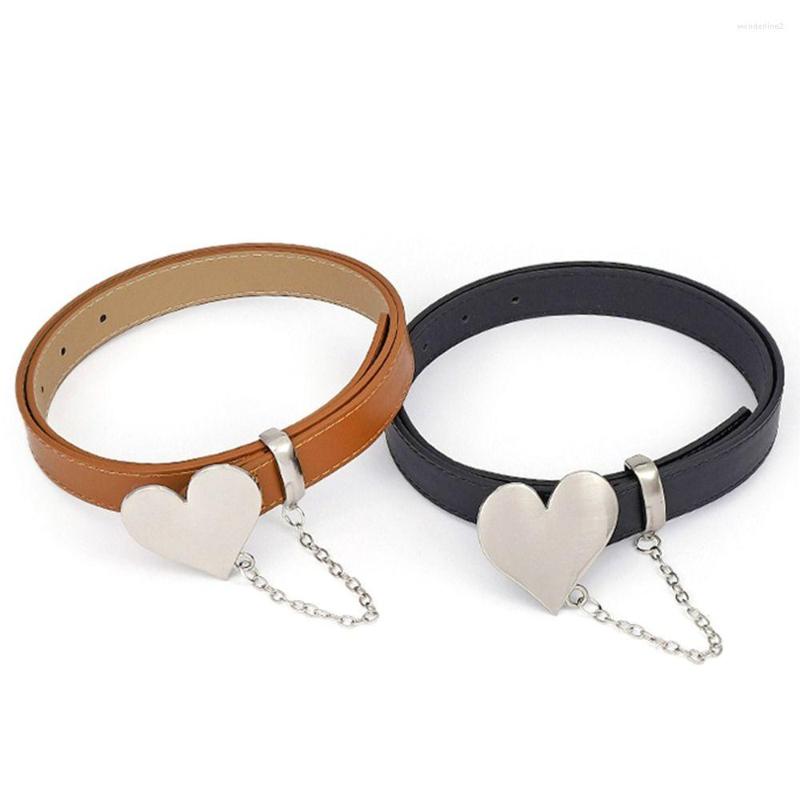 

Belts PU Leather Wide Waist Belt Love Chain Decoration Waistband For Men Fashion Clothing Supplies Apparel Accessories, Black