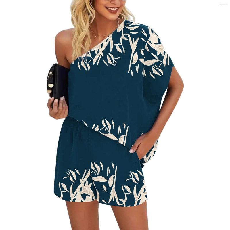 

Women's Tracksuits Black Plus Size Cover Up Women Fashion One Shoulder Top Batwing Short Sleeve Blouse Shirt Romper High Waist Swimming Suit