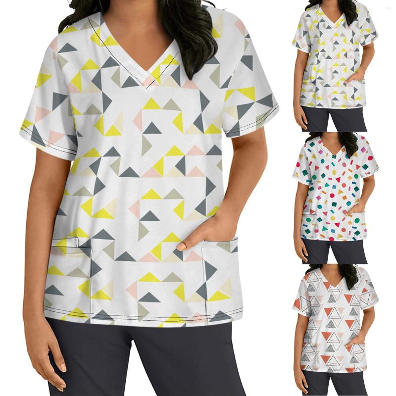 

Women's T Shirts Long Sleeve For Women Loose Fit Tops Summer Short Casual Flower Print Workwear V Girls, Red