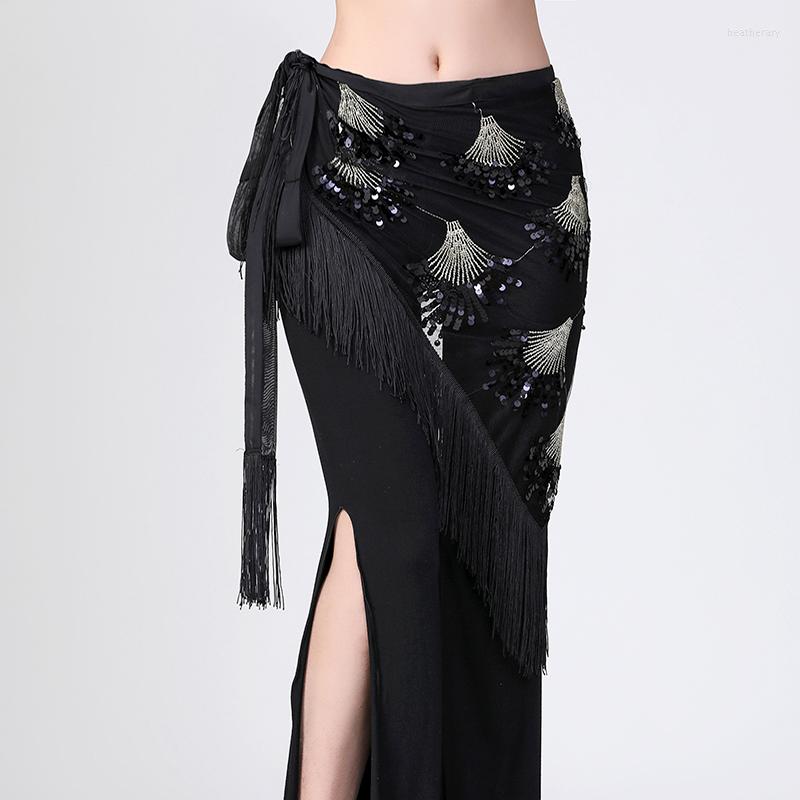 

Stage Wear Belly Dancing Costume Hip Scarf Ballroom Sequin Dance Tassel Festival Wrap Skirt Belt, Picture color