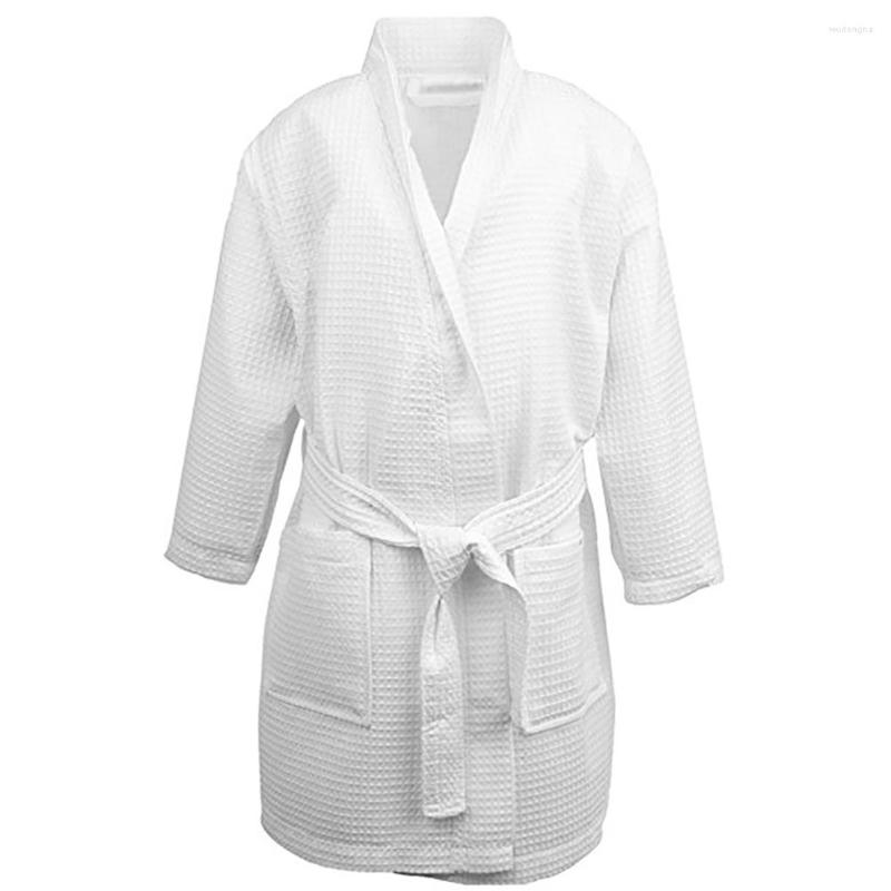 

Men' Sleepwear Kid' Cotton Bathrobe Waffle Kimono Spa Party Robe Children' El With Pockets 4 Colors Size -XL, Beige