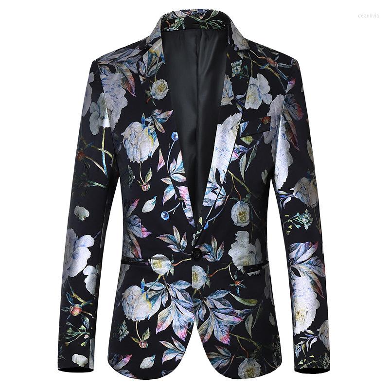 

Men's Suits 2022 Men's Single Suit Korean Version Youth Fashion Urban Style Printed Slim Jacket Men Blazer For, 9915 white