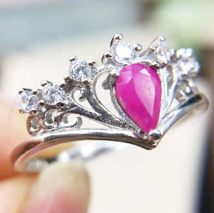 

Cluster Rings Per Jewelry Natural Ruby Ring Crown 925 Sterling Silver Fine 4 6mm 0.5ct Gemstone X8060216