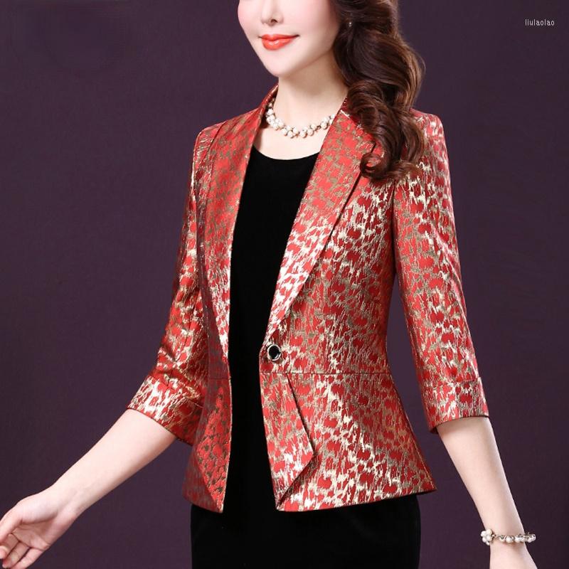 

Women's Suits Spring Fall Women Office Lady One Button Slim 3/4 Sleeve Blazer Coat Woman Summer Clothes Orange 4xl Floral Blazers Coats