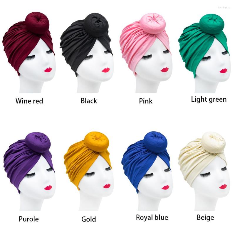 

Ethnic Clothing 2022 Fashion Milk Silk Turban Hair Hat European And American Ladies Adult Donut Elegant Women Woven Headwear