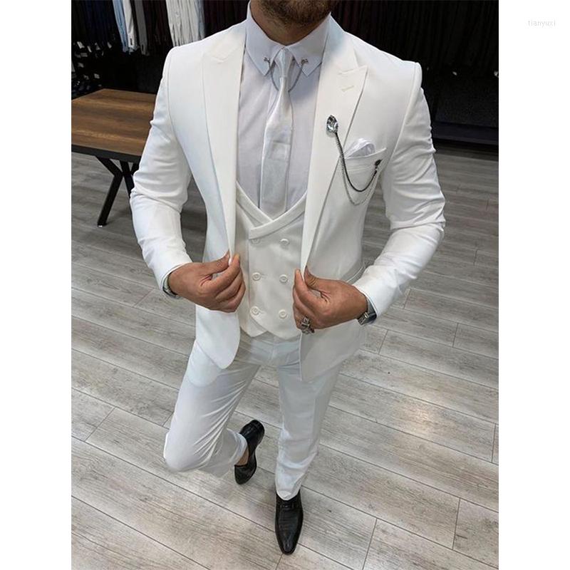 

Men's Suits Men's Lapel Collar Tuxedos Slim Solid Color Custom Jackets Vest Pants Fashion Formal Social Banquets For Men, Beige