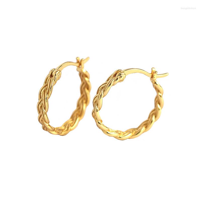 

Hoop Earrings 925 Sterling Silver Fashion Earring Weave Chain Rice Grain Ear Ring Bone Geometry Versatile Woman Girl Jewelry