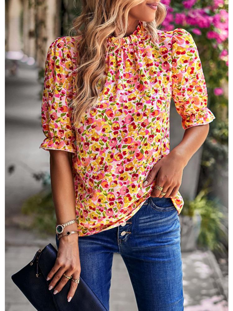 

Women' T Shirts DGIRL Women Top T-shirt Casual Style Blouse Summer 2023 Floral Shirt Women' Holiday, Blue