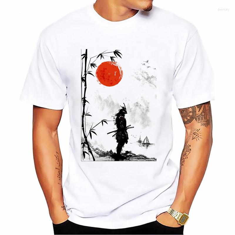 

Men' T Shirts Vintage Shirt Men Japanese Samurai Tshirt Homme Ink Red Sunset Cherry Blossom Print T-shirt Aesthetic Clothes Streetwear, Men c230-53
