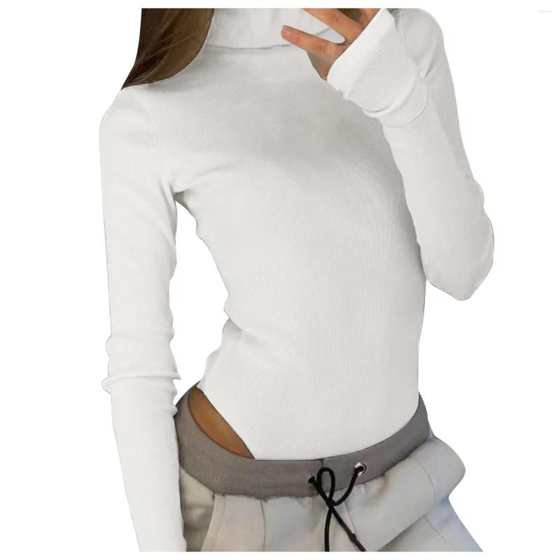 

Women's T Shirts 1 Piece Jumpsuit For Women High Necked Long Sleeved Solid Color Bottoming Shirt Wedding Jumpsuits Bride