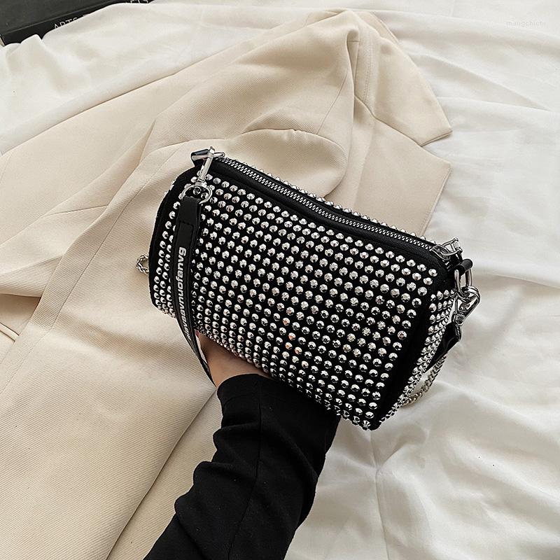 

Evening Bags Luxury Goods Shiny Handbag Bling Shoulder Bag Soft Face Fashion Oblique For Parties And Weddings, Black