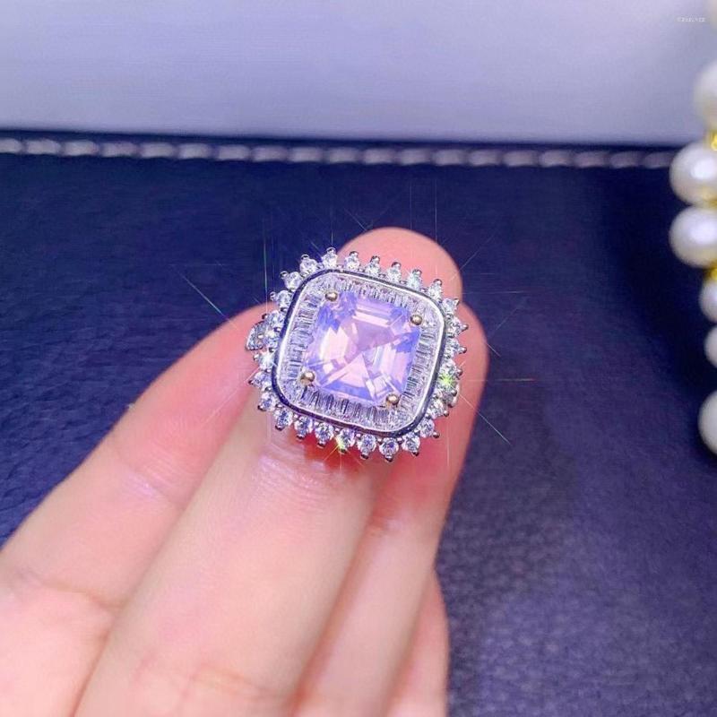 

Cluster Rings Engagement Wedding Ring Natural Lavender Quartz Amethyst Adjustable For Women Jewelry Gift