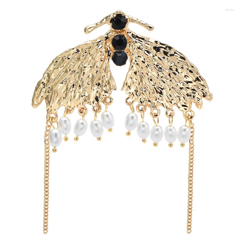 

Brooches Wuli&baby Pearl Tassel Butterfly For Women Unisex Design Insects Beauty Party Office Brooch Pins Gifts