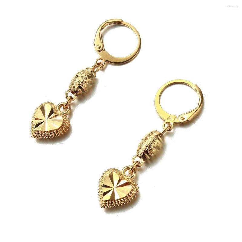 

Backs Earrings 24K Golden Heart For Women Girls Jewellery Gifts Love Charm Jewelry
