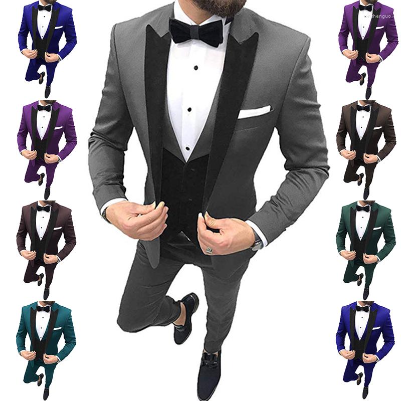 

Men's Suits Suit For Men 3 Piece Wedding Groom Tuxedo Formal Blazer Pants Vest Male Party Dress Jacket Homme, Black