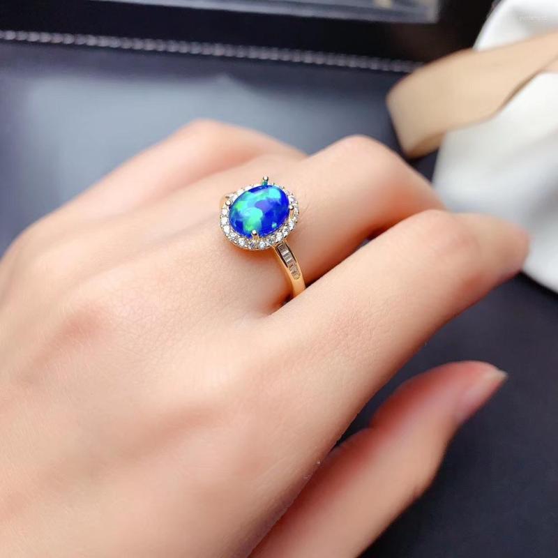

Cluster Rings Real Natural Opal 925 Sterling Silver Fine Jewelry For Men Or Woman Female Anniversary