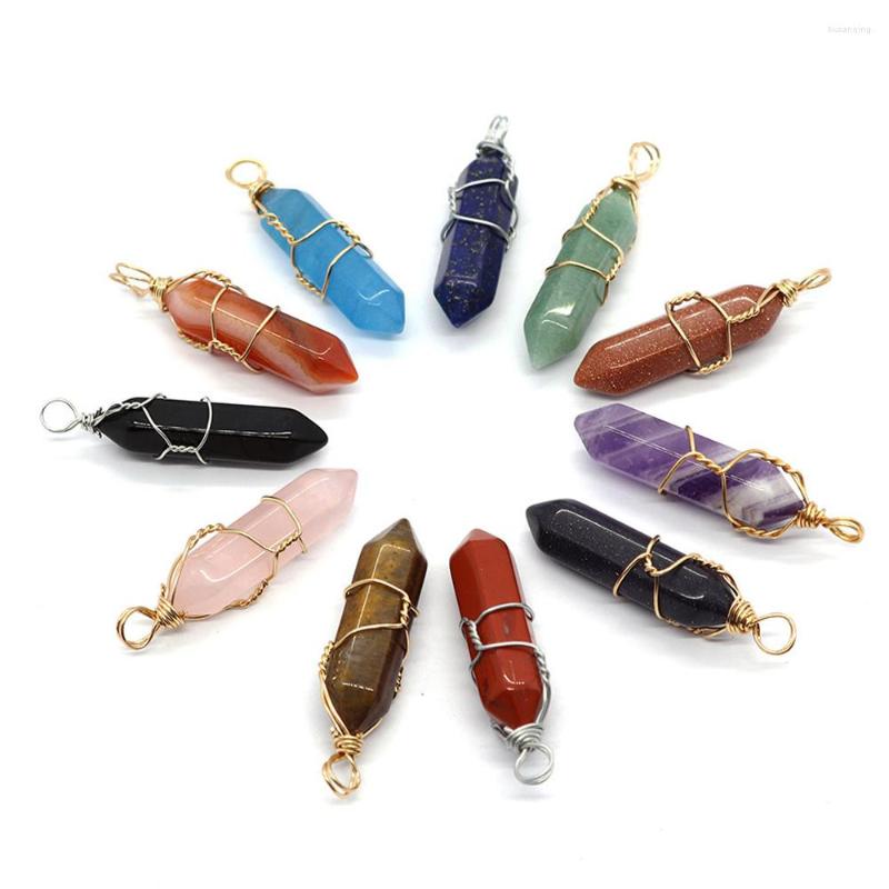 

Charms Natural Stone Amethyst Agate Crystal Column Pendants DIY Jewelry Making Necklace Earrings Rose Quartz Lapis Lazuli