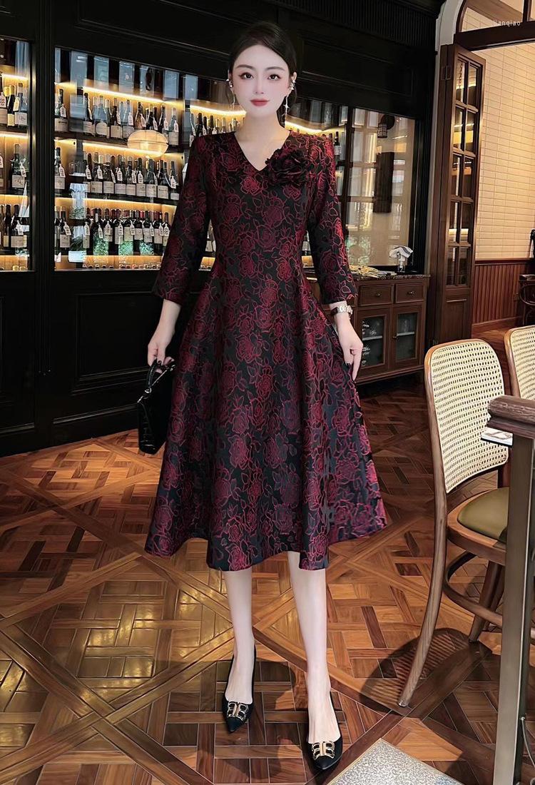 

Casual Dresses T11363 High Quality Fashion Women 2023 Spring Dress Luxury European Design Party Style
