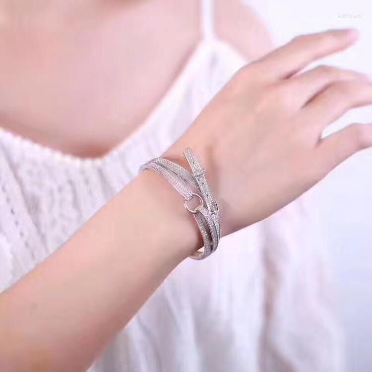 

Necklace Earrings Set Fashion Design 925 Silver Cubic Zirconia Belt Buckle Jewelry Bracelet Bangle Ring, Picture shown