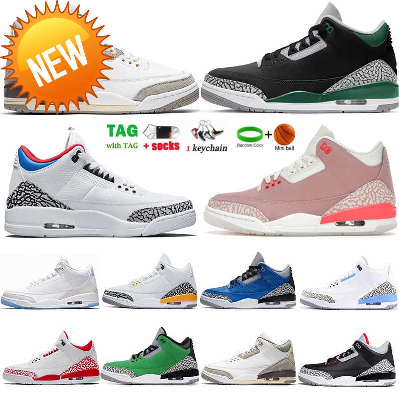 

NEW 2022 3s Basketball Shoes 3 Mens Sports Sneakers Laser Orange Pine Green Racer Blue Fire Red Mocha Varsity Royal Chicago Man Trainers