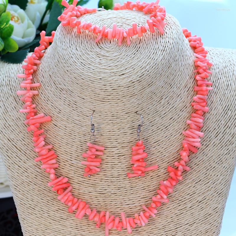 

Necklace Earrings Set MINHIN Fashion Jewelry Multi Colors Coral Beads Chain Bracelet Dangle Dubai Stylish Wedding, Picture shown