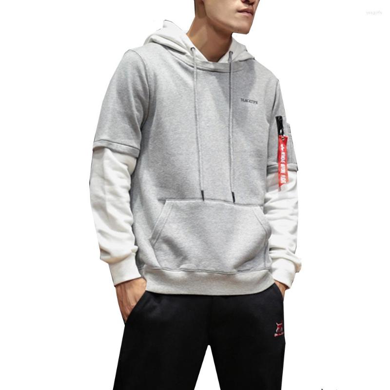 

Men's Hoodies Nice Autumn Spring Mens Hoody Patchwork Hip Hop Male Fashion Tracksuit Fake Two Piece And Sweatshirts Plus Size -4XL, Black