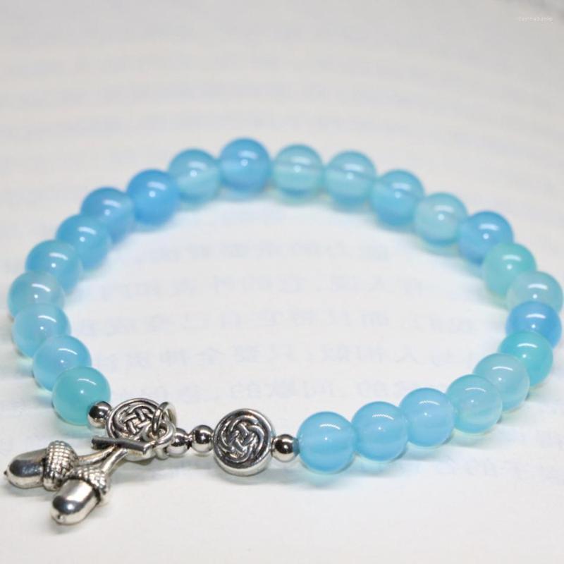 

Strand Women Natural Stone Blue Carnelian Onyx Agat 6mm Round Beads Fashion Unique Design Jewelry 7.5inch B1943